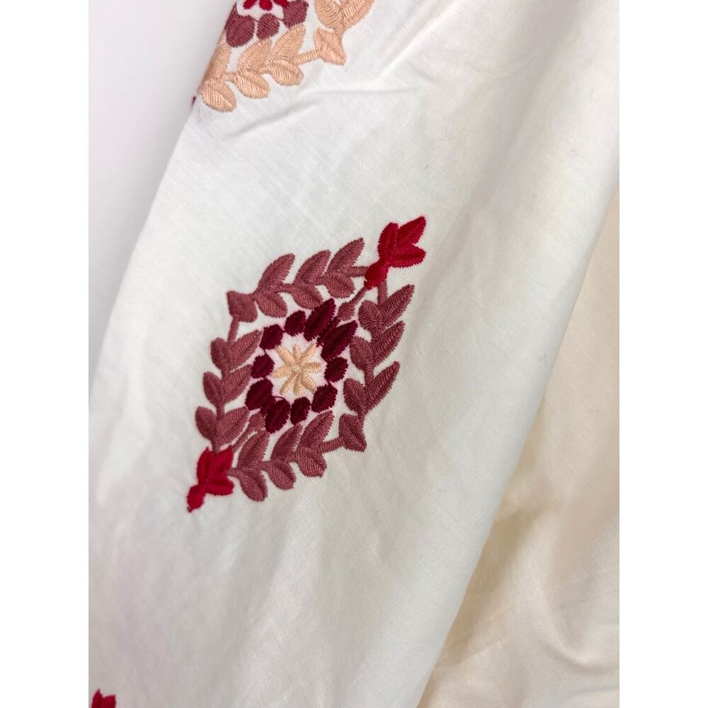 🤍 Solitaire Embroidered Peasant Blouse | M | Cream Multi - Picture 10 of 11